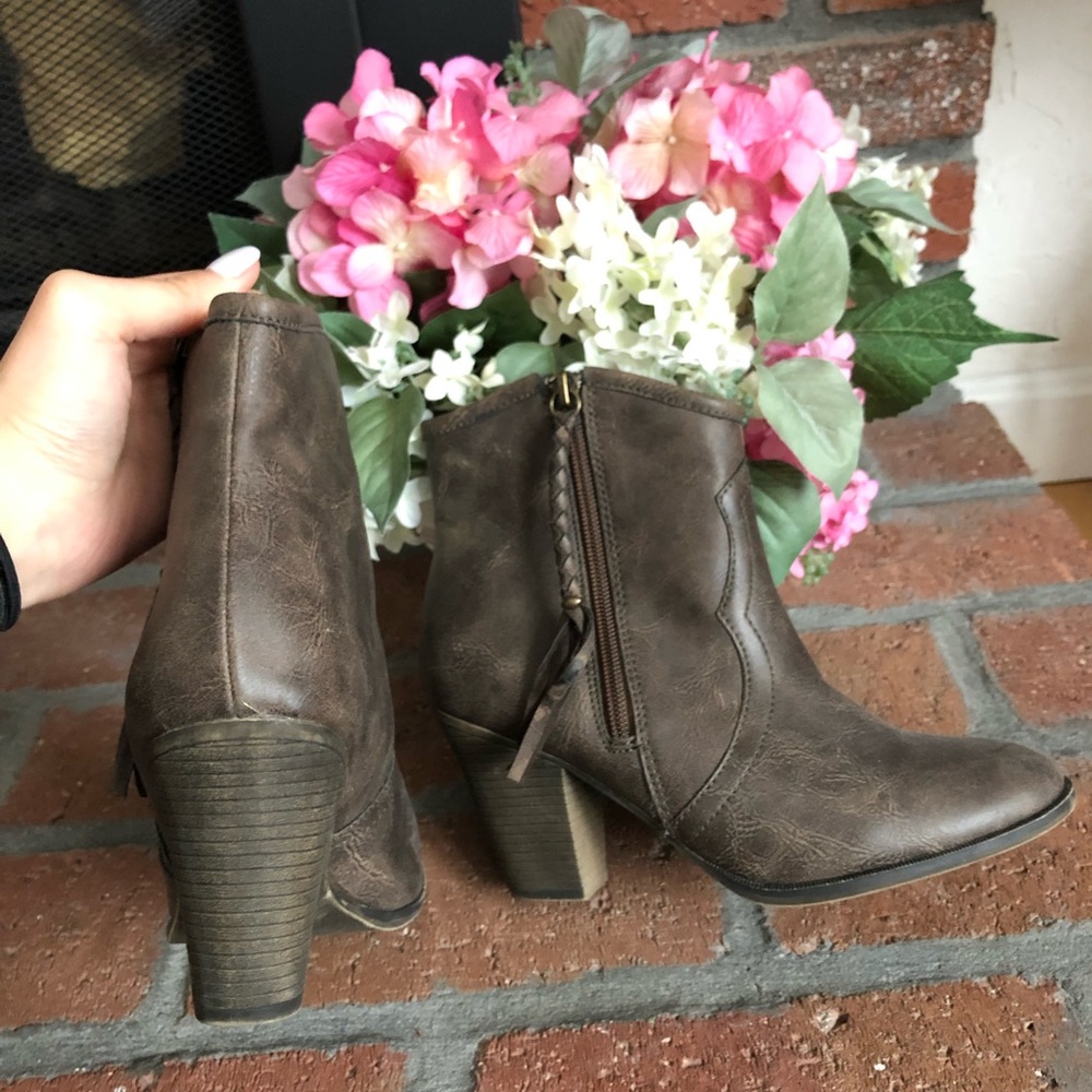 Gray Cowboy Ankle Booties